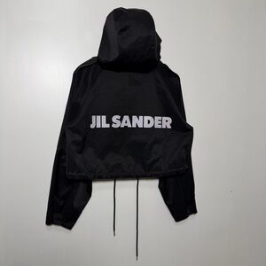 Jil Sander Crop Full Zip Buttonup Hooded Cotton Blend Jacket Womens Small Black